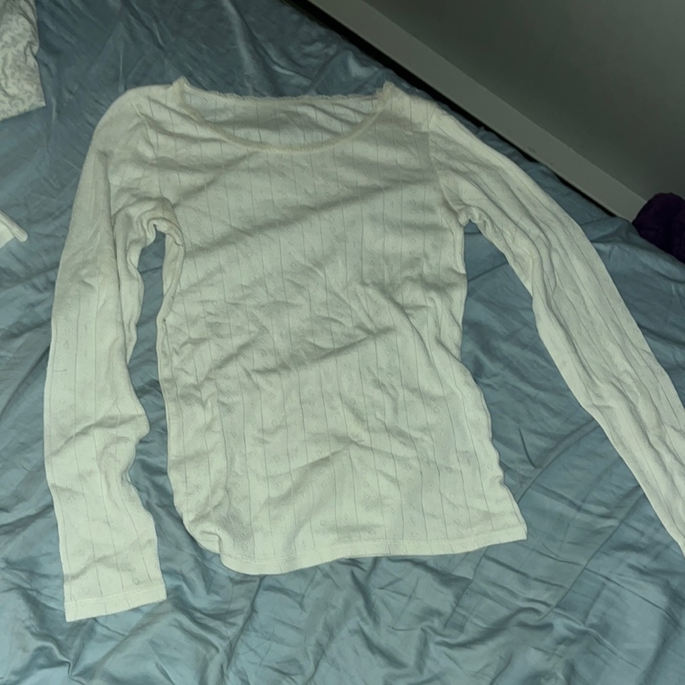 Basic white top with lace collar.